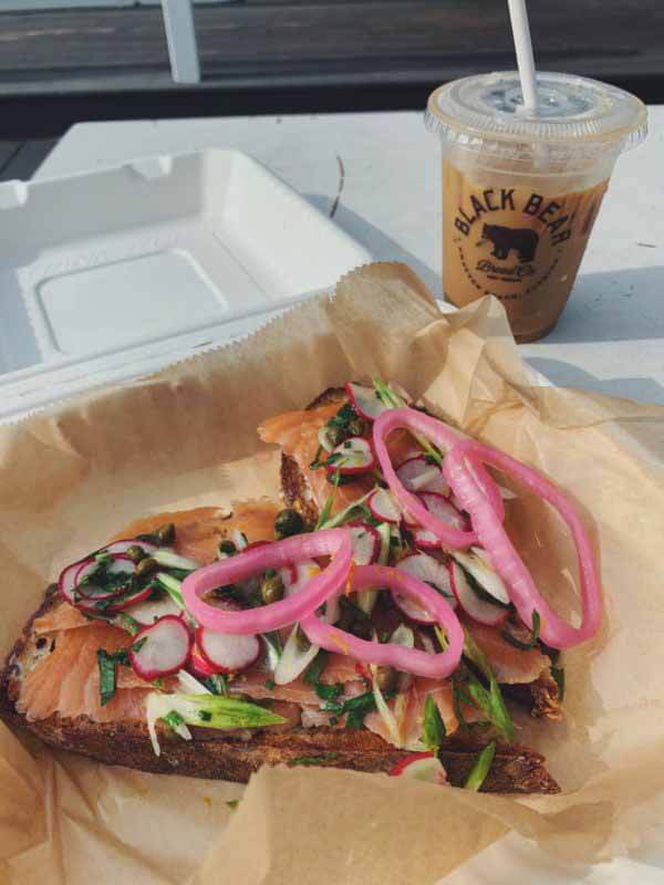 fresh tartine and a cup of Stumptown's coffee at Black Bear