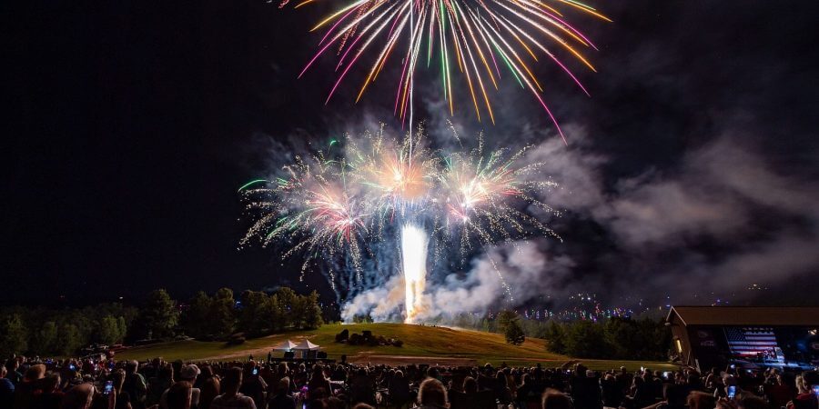 fireworks going off over lake martin