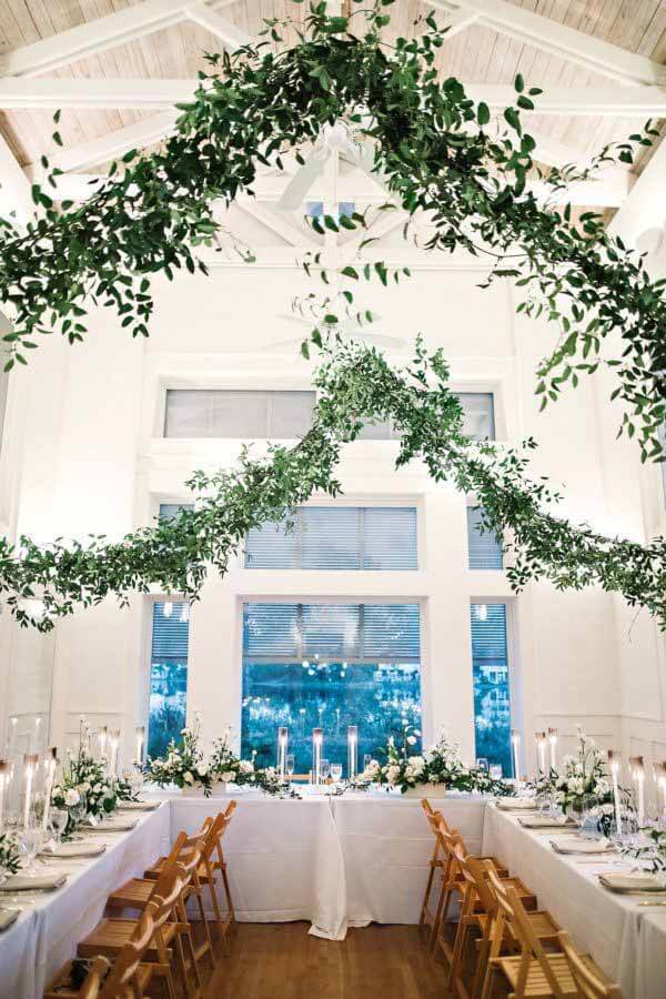 Reception area with greenery and candles