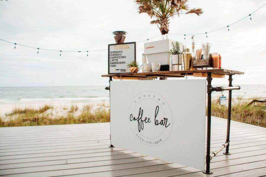 Coastal Coffee Bar at intimate wedding