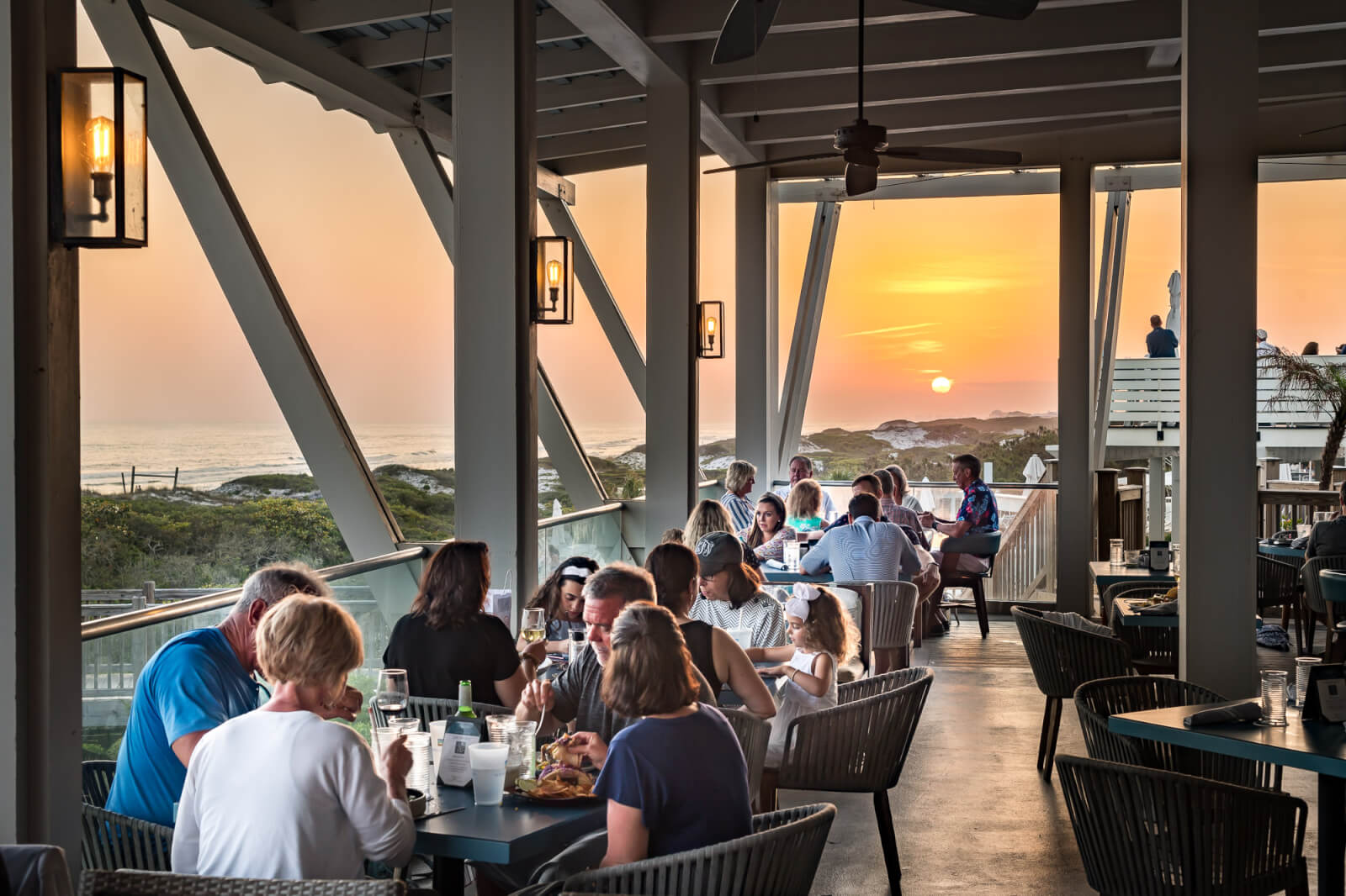 Families dining outside at FOOW