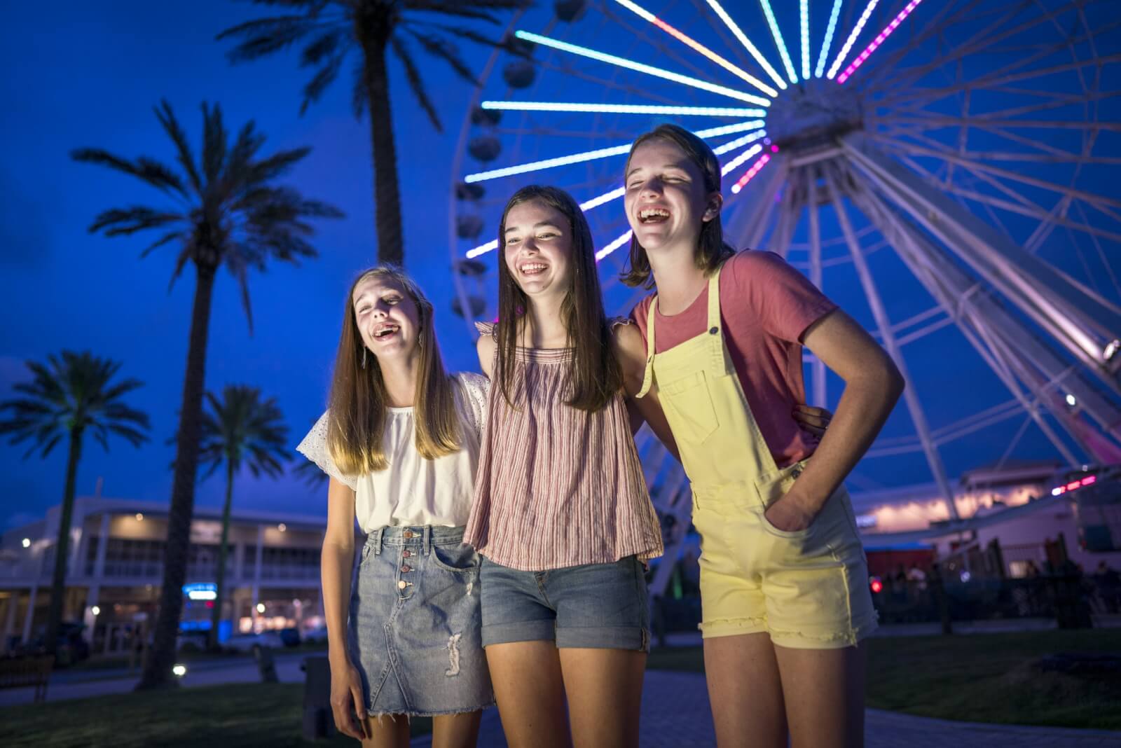 Three young girls at The Wharf