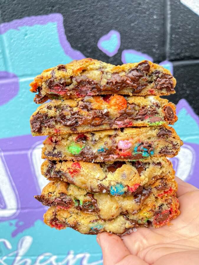 A stack of sugar shane's 8 mile cookies