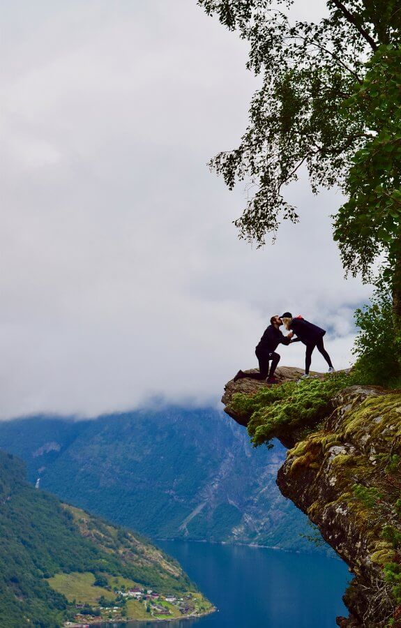 Fake engagement photos Kyle and Whitney Norway