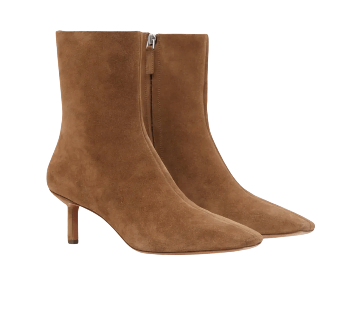 Discover our brown suede ankle boots, a perfect New Year FINDS item featuring a pointed toe, side zipper, and mid-height heel. An ideal choice for stepping out in style wherever your Birmingham adventures may lead this season.