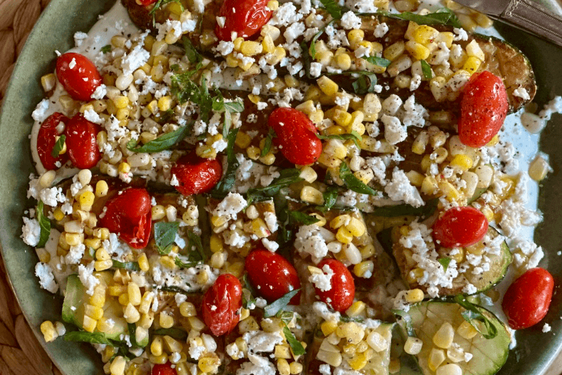 Recipe: Seared Zucchini with Feta, Corn, and Tomatoes